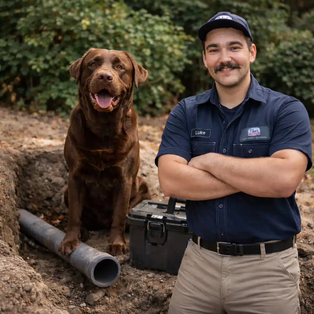 Luke Lawlis, owner, on a sewer-repair job